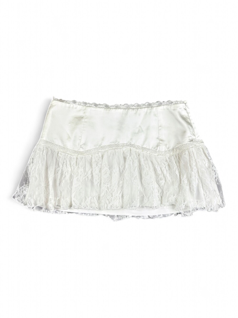 Edikted White Lace Mini Skirt S Satin-Look Panel